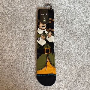 Stance Black and Green Graphic Socks elf large new